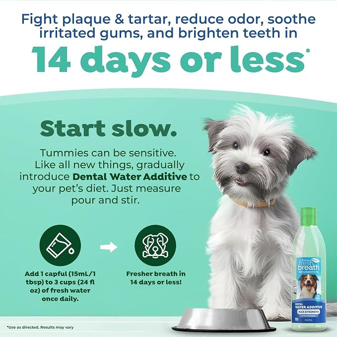 TropiClean Fresh Breath Max Strenth Dog Teeth Cleaning Water Additive, 16oz