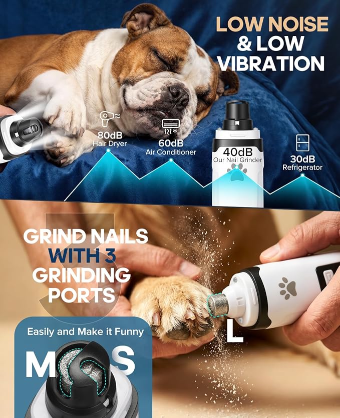 Dog Nail Grinder with 2 LED Lights, 2-Speed