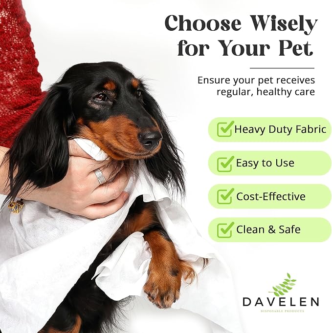 DAVELEN Disposable Pet Towels (White, 31 by 15 inches Each Towel(Pack of 50))