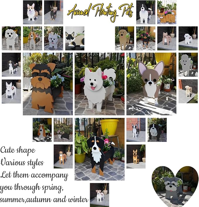 Yellow Chihuahua Dog Planter Pots, Animal Shaped Flower Pot
