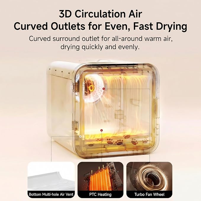 Pet Dryer Box Cat Dryer Small Dog, Petting Window Physical Button