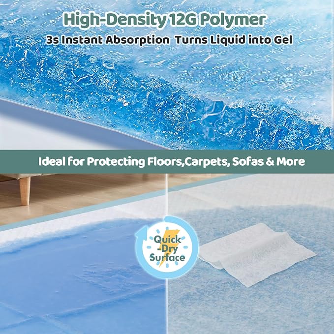 Gimars XL 6-Layer Ultra Absorbent 1200ml 48-Hour Leak-Proof Dog Pee Pads, Quick Dry Extra Large Puppy Pads for Puppy Training, Senior & Incontinent Dogs, Cats, Overnight Use, 30"x36", 50 Count