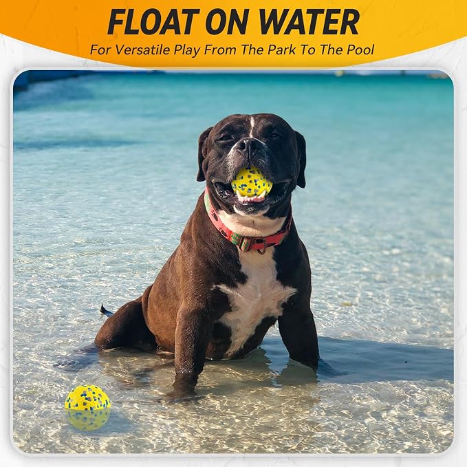 FUSOTO 4Pcs Dog Balls, Tennis Balls for Dog, Yellow | Balls for Dog Aggressive Chewers, for Large Medium Small Puppy, Training Catch&Fetch, Water Floats Toys, Yellow