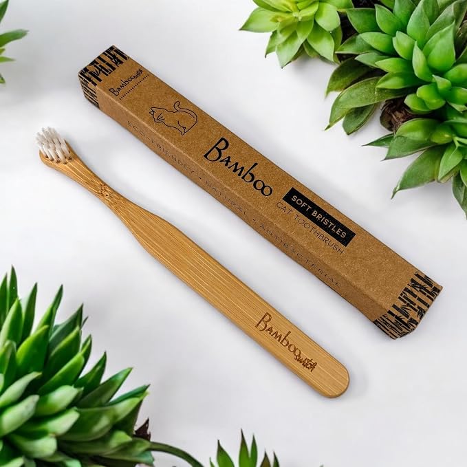 Bamboo Toothbrush for Cats – 4 Pack | Natural Bristles | Eco-Friendly Pet Toothbrush for Cat Dental Care