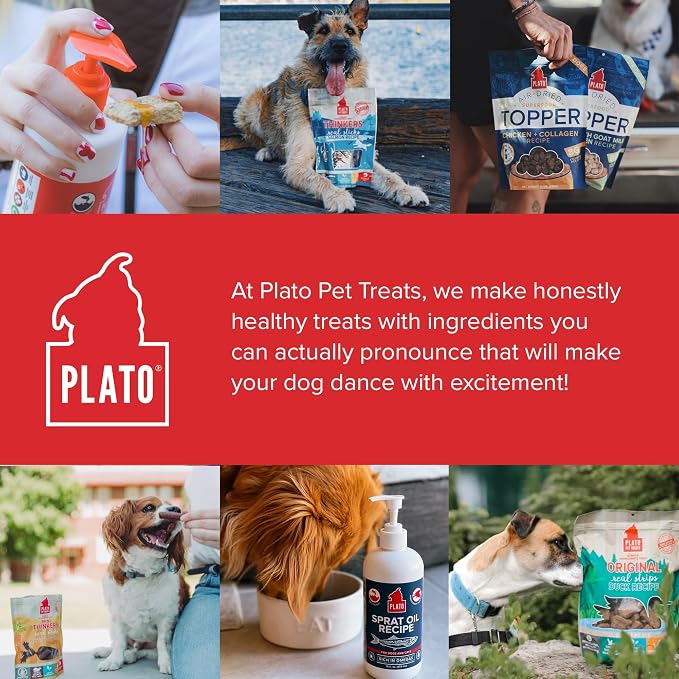 PLATO Wild Alaskan Salmon Oil Kibble Topper - Boost Dog Food with Omega 3 & 6 Fatty Acids - For Healthy Skin & Coat - 32 ounces