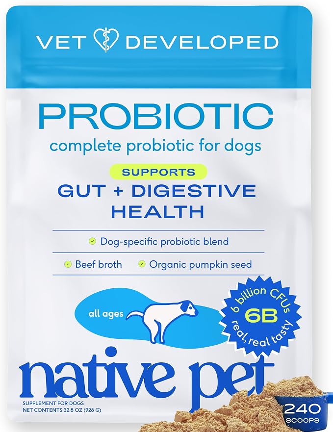 Native Pet Probiotic Powder for Dogs - 240 Scoops