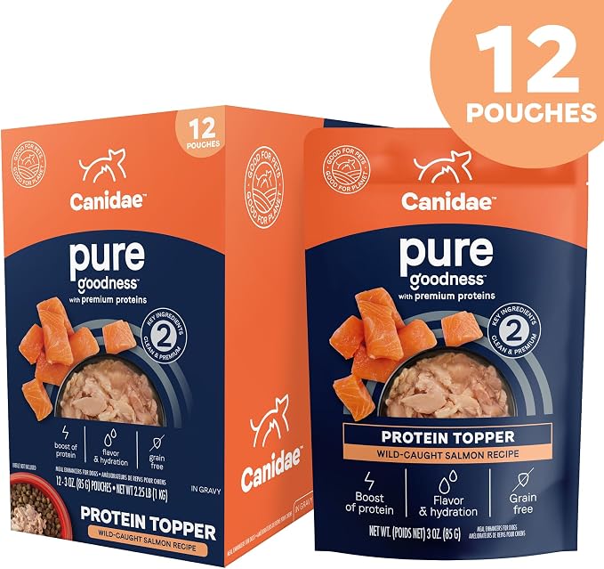 Canidae Pure Protein Topper Wet Dog Food - Wild-Caught Salmon Recipe in Gravy, 3 oz. (Case of 12)