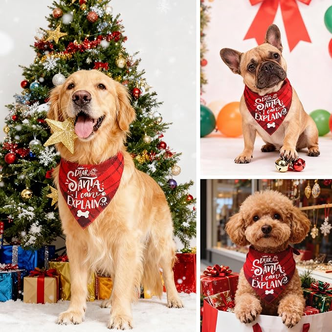 Christmas Dog Bandanas, Small & Medium Breed, 5-25lbs