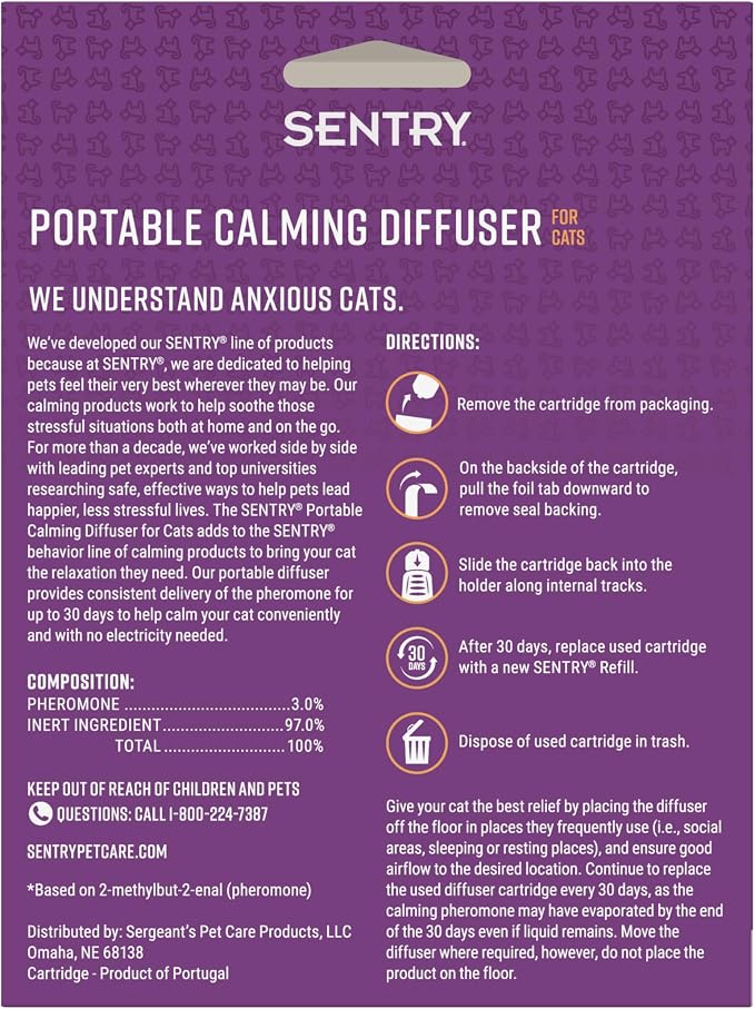 Sentry Portable Calming Pheromone Diffuser for Cats