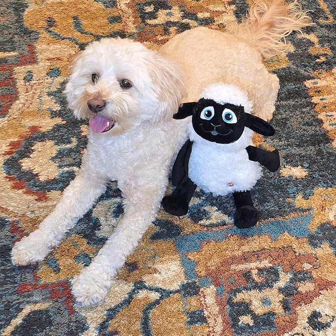 SPOT Baa Baa Black Sheep Plush Dog Toy - Cute and Cuddly Fleece Toy with Squeaker for Medium to Large Dogs and Puppies, 13in Black and White Lamb