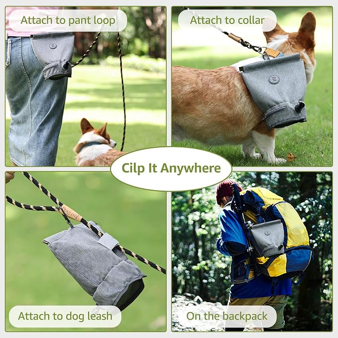 Dog Poop Bag Holder for Walking with Waste Bag Dispenser, Reusable Smell Proof, Pet Poop Pouch with Magnetic Closure,Portable Dog Accessories Travel for Leash Harness Waist