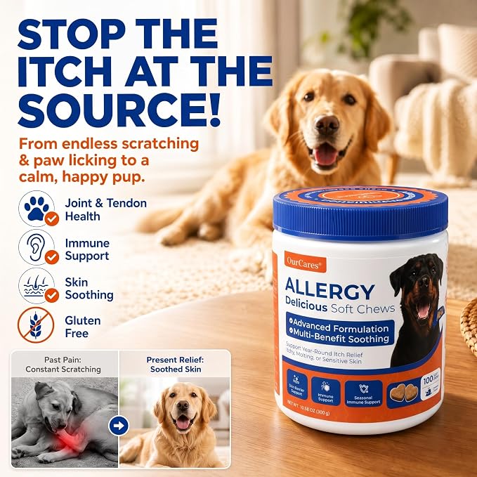 Dog Allergy Chews Anti-Itch Skin & Coat Probiotics 15 Chews