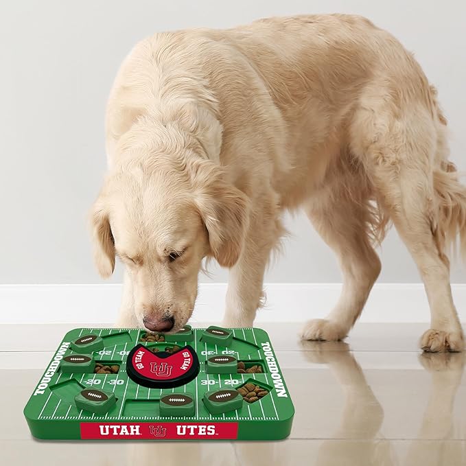 Pets First NCAA Utah Large Puzzle Toy, Interactive Treat Toy for Dogs, Slow Feeding Toy, New Large Size