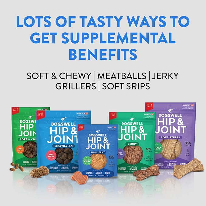 DOGSWELL Hip & Joint Jerky Dog Treats, Chicken Breast, 24 oz. Pouch