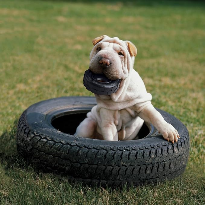 KONG Extreme Tires Natural Rubber Chew Toy, for Medium/Large Dogs | Durable Treat-Dispensing Tire Toy for Chewing & Fetch, Great for Indoor & Outdoor Play with Your Dog