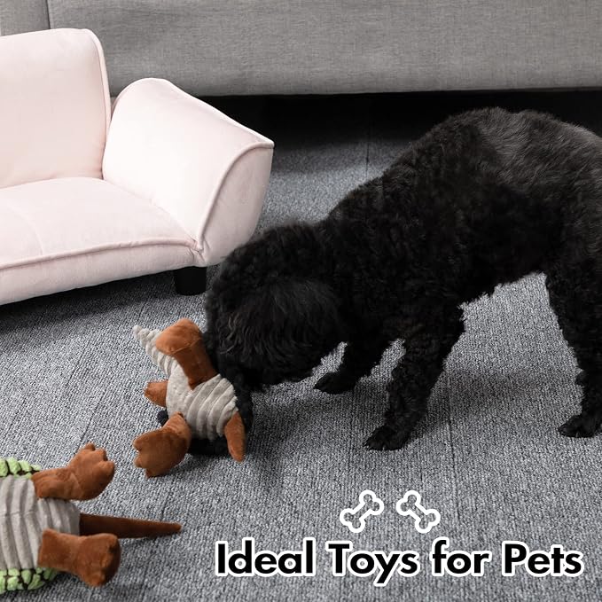 Hollypet Armadillo Squeaky Puppy Dog Toys for Small Medium Dogs, 8" | plush stuffed small dog squeak animal toy with unique grunt squeaker textured fabric for teeth cleaning toys