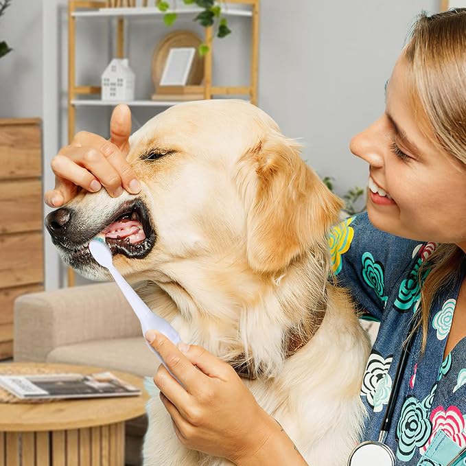ibasenice Electric Pet Toothbrush 7.48In 1.94oz Sonic Plaque Remover – Gentle Waterproof Travel Brush for Dogs & Cats