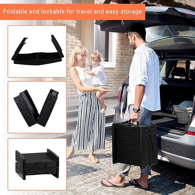 60" Portable Pet Ramp, Folding Non-Slip Dog Ramp, Plastic Dog Car Ramp for Car, SUV, Truck, Bed, Weight Bearing up to 150 Lbs