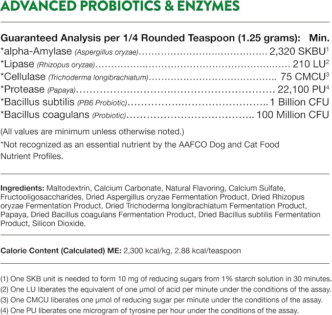 NaturVet Advanced Probiotics & Enzymes Powder for Dogs & Cats - 1lb