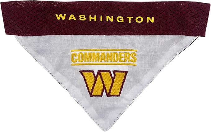 Pets First NFL Dog Bandana - Washington Commanders Reversible PET Bandana. 2 Sided Sports Bandana with a Premium Embroidery Team Logo, Small/Medium. - 2 Sizes & 32 NFL Teams Available (WAC-3217-S-M)