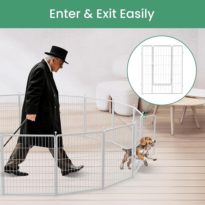 HealSmart Dog Playpen, 32in 16 Panels, White