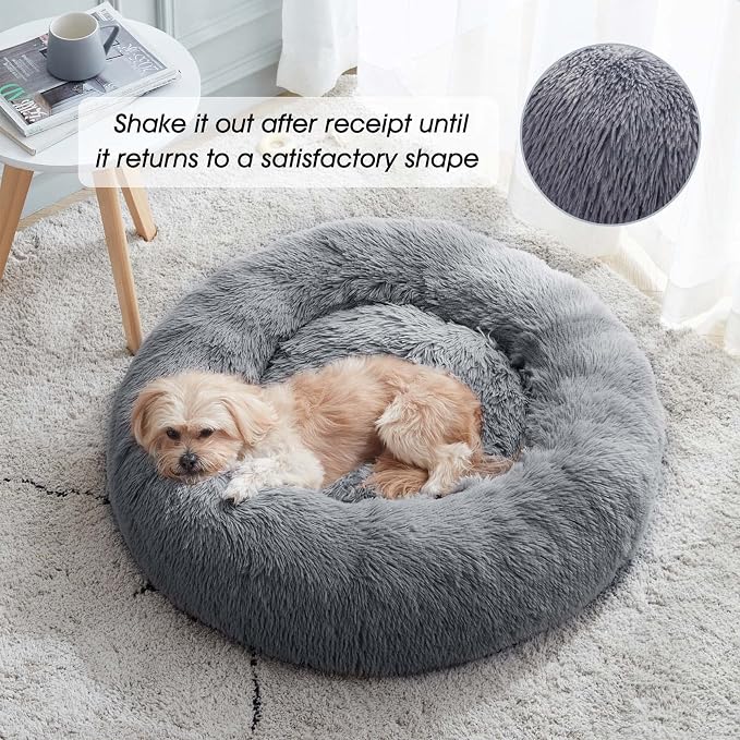 Western Home Calming Donut Cat Bed Small Dog Bed Washable,20" Navy Grey