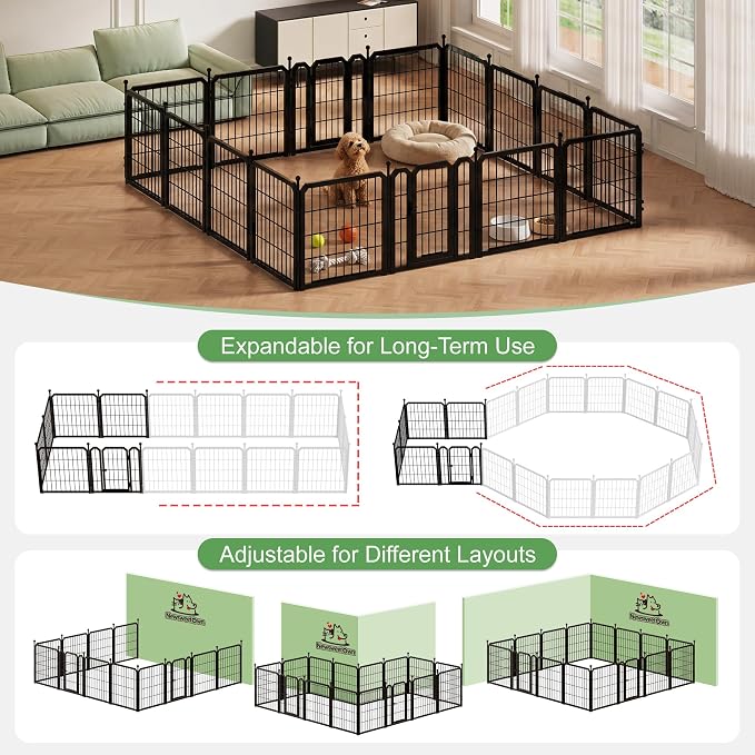 Dog Playpen for Puppies, 24in 8 Panels, Black
