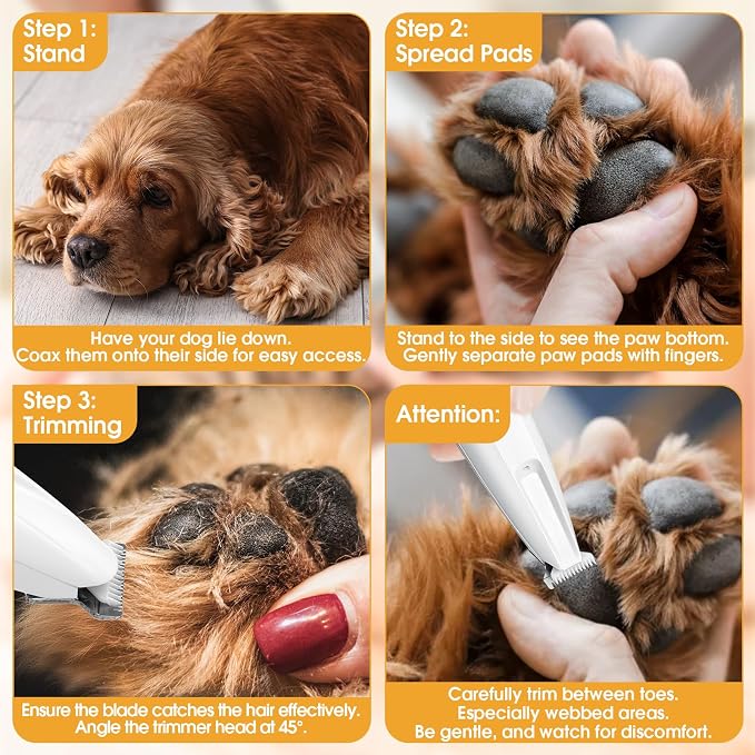 Palksky Dog Paw Trimmer, 2-Speed Grooming Kit