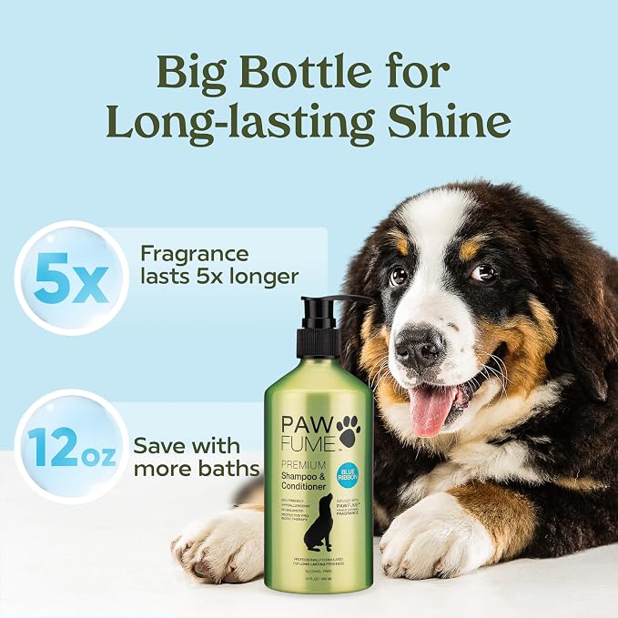 PAWFUME Dog Shampoo and Conditioner, Blue Ribbon, 2-Pack | Probiotic pH-balanced formula nourishes, detangles and deep cleans for silky coat, Puppy Shampoo and Conditioner