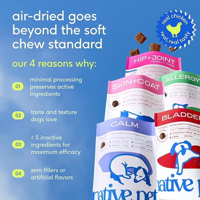 Native Pet Skin & Coat Chews - Omega 3 Fish Oil for Dogs Skin & Coat Supplement - Itch Relief, Shiny Fur & Shedding Support - Collagen, Hyaluronic Acid, Biotin, Probiotics & Salmon Oil - 60 Chews