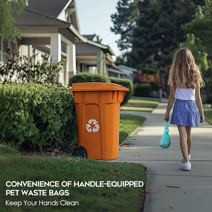 Compostable Dog Poop Bags for Swivel Bin & Rake Dog Pooper Scooper, AYOTEE Dogs Waste Bags with Handles Biodegradable 50 Packs