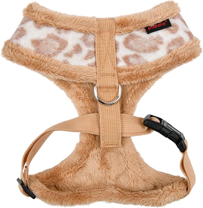 Puppia Kovo Dog Harness Over-The-Head Warm Winter Leopard Pattern Adjustable Chest for Small and Medium Dog, Beige, X-Large