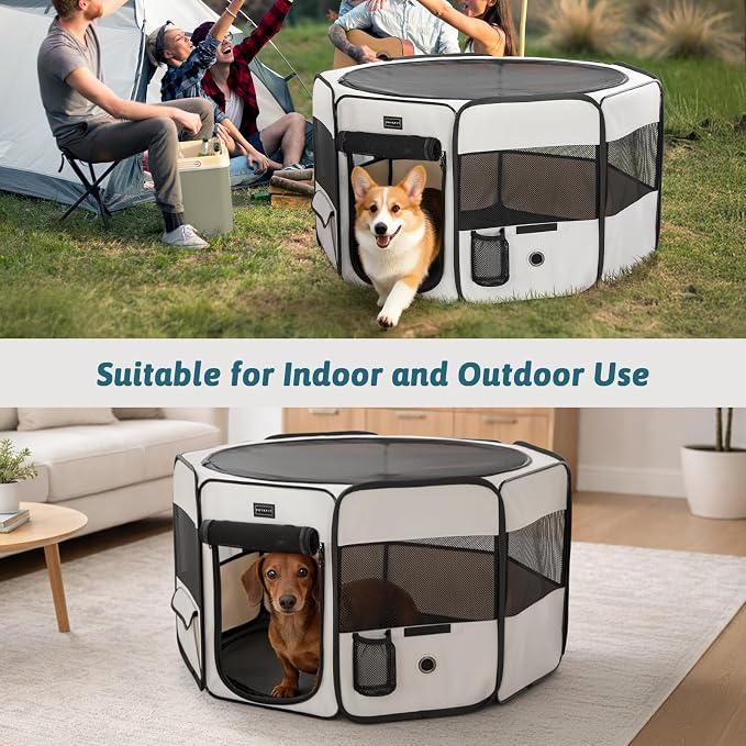 PETSFIT Portable Dog Playpen, 36in, with Waterproof Mat
