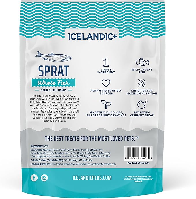 Icelandic+ 2oz Wild-Caught Whole Fish Sprat - Crunchy Air-Dried Dog Treats