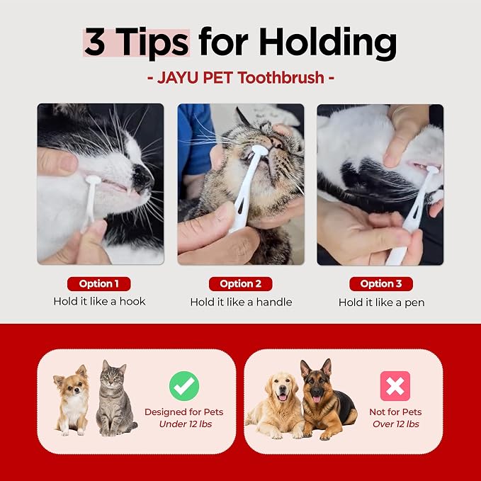JAYU PET Dental Care Brush with Soft Bristles 1ea | Dog Toothbrush, Cat Toothbrush, For Kitten and Small Dogs, Removes Old Plaque and Tartar, Easy Cleaning