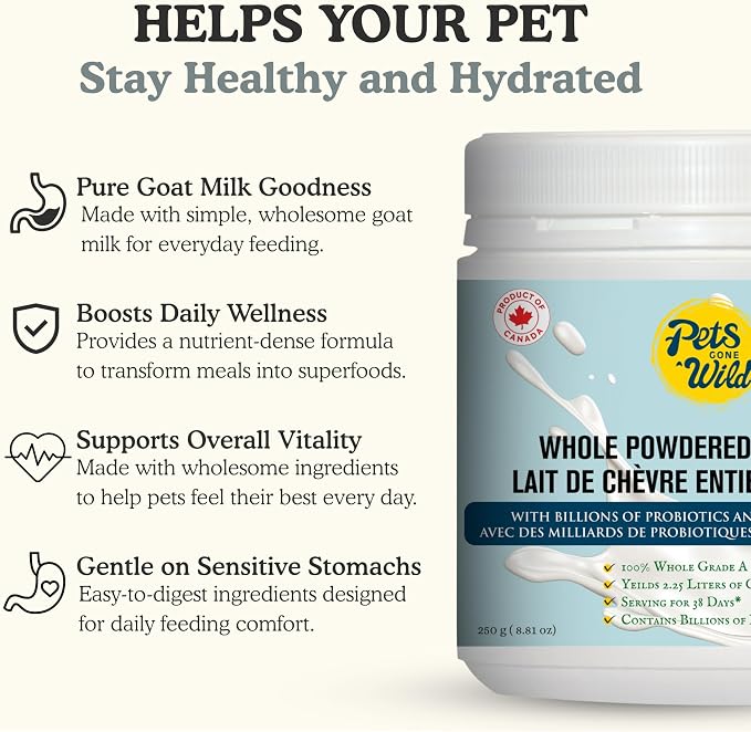 Pets Gone Wild Goat Milk Powder for Dogs & Cats Dog Food Topper | 250g