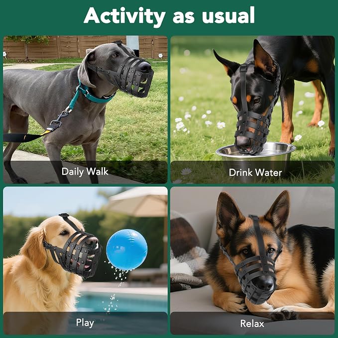 Humane Basket Dog Muzzle for Medium Large Dogs Anti Biting Eating | Soft Basket Style, Allow Pull Panting & Drinking, Training Walks Grooming Vet Visits Use, Fits German Shepherd Labrador | M