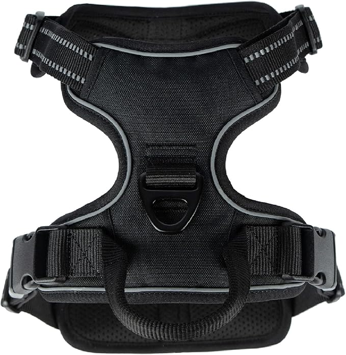 Voyager Dual Attachment No Pull Harness - Black, Medium | 20 - 25" in Chest, No Pull Dog Harness, Fully Adjustable, 3M Reflective Technology, Front & Back D-Rings, Walking & Training