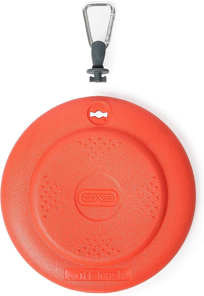 Dexas Off Leash Frisbee Flyer, Floating Dog Toy with Removable Leash