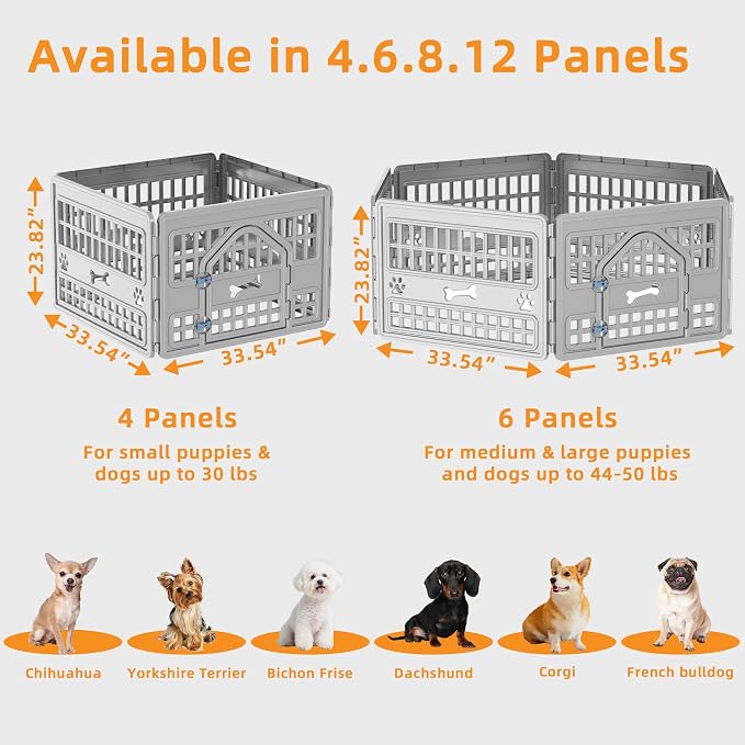 EFU Dog Playpen with Door, 24in 4 Panels