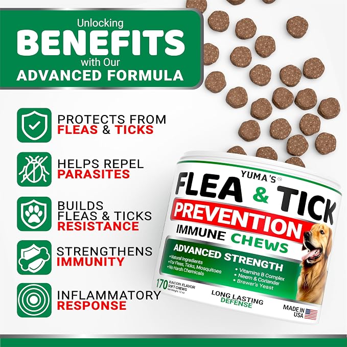 Flea and Tick Prevention for Dogs Chewables - 170 Treats - Flea Oral Pills