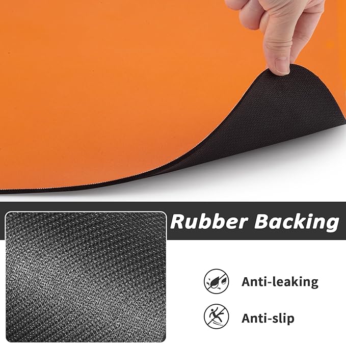 HotLive Dog Food Mat - Absorbent Cat Mat for Food and Water, No Stains Pet Feeding Bowl Mat, Easy to Clean Pet Placemats, Quick Dry Dog Water Dispenser Mat for Messy Drinkers | Orange 18"x34"