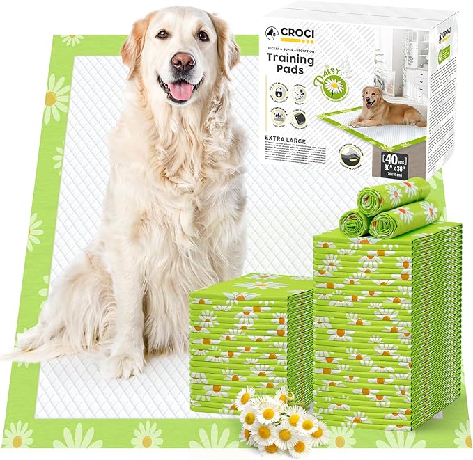 CROCI Pee Pads for Dogs 28x34in 40 Counts, Daisy Scented Puppy Pads 30x36in 40 Counts