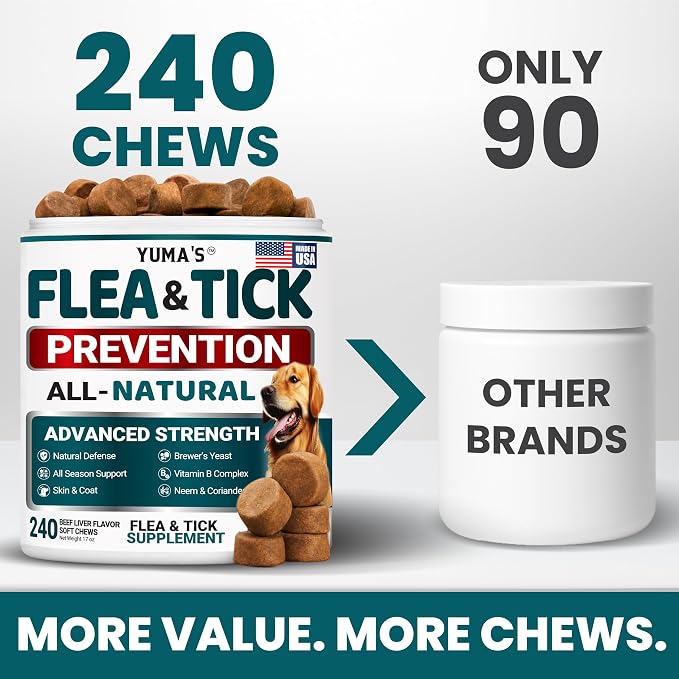 Chewable Flea and Tick Prevention for Dogs - 240 Chews - Flea Oral Pills