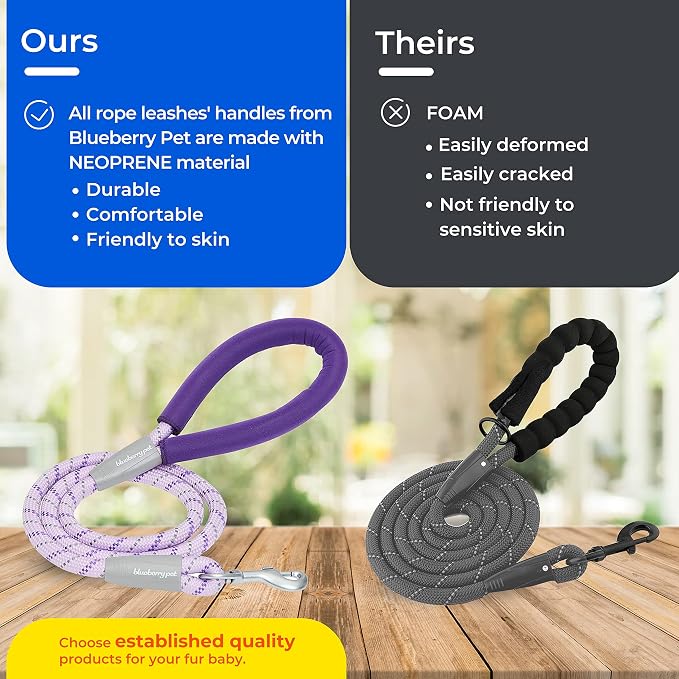 Blueberry Pet Iconic Double-Weave Handmade Dog Rope Leash, Navy Blue and Red, 4 ft, Strong Leashes for Dogs