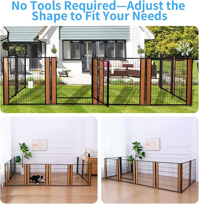 Heavy Duty Dog Playpen, 32in H 4 Panels, Oak