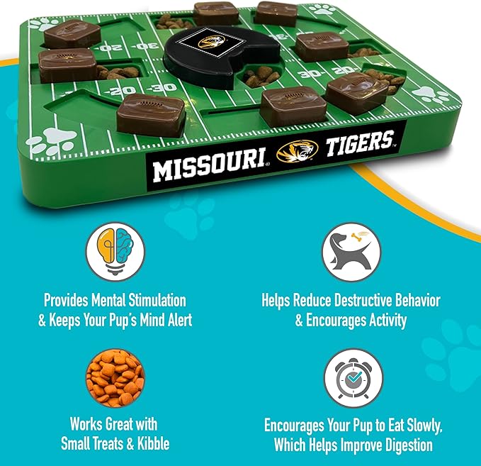 NCAA Puzzle Toy Slow Feeder, Puzzle Treat Dog Toy, Interactive Dog Treat Toy, Dog Puzzle Feeding Slow Toy (Missouri Tigers)