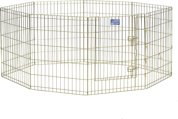 MidWest Homes for Pets 30-Inch Exercise Pen, for Indoor and Outdoor Use, 16 Sq Feet of Play, Single Door Folding Dog Pen, with Large Door Opening & Secure Latch, Easy to Set Up, Foldable Dog Playpen