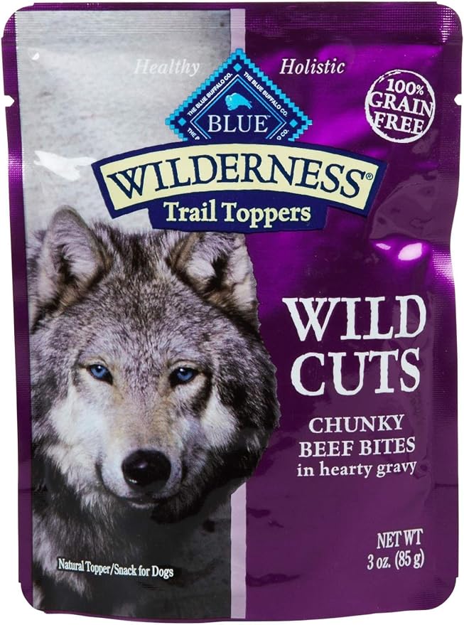 Blue Buffalo Wilderness Trail Toppers Chunky Beef Bites in Hearty Gravy Wet Dog Food, 3 oz., Case of 24