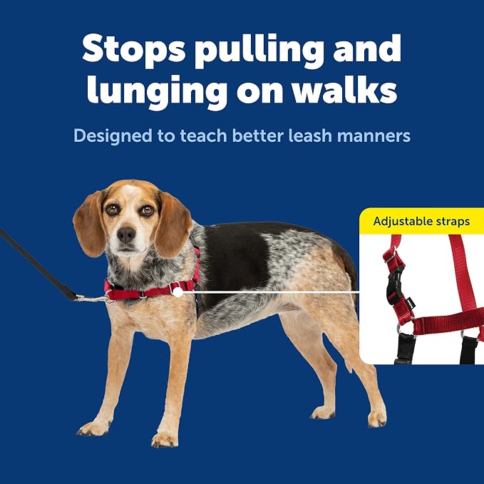 PetSafe Easy Walk No-Pull Dog Harness - Ultimate Harness to Help Stop Pulling - Pull-Free Walks - Take Control & Teach Better Leash Manners - Patented Martingale Loop Design - Red, Small/Medium